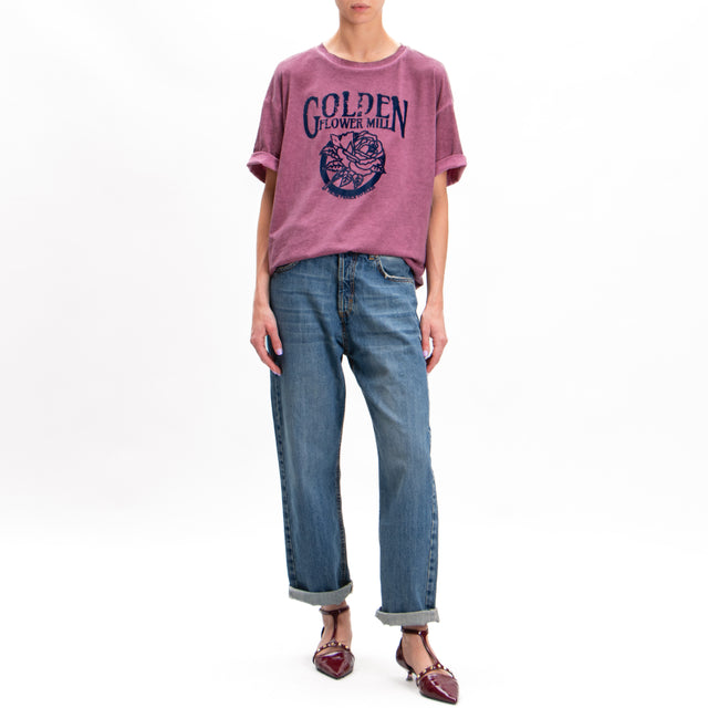 Tensione in-T-shirt "GOLDEN FLOWER MILL" - Bordeaux