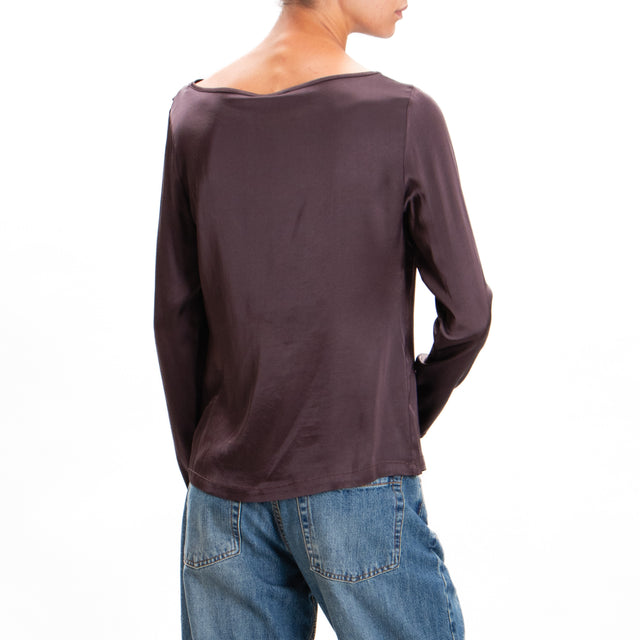 Tensione in-Blusa cut out in satin elasticizzato - mosto