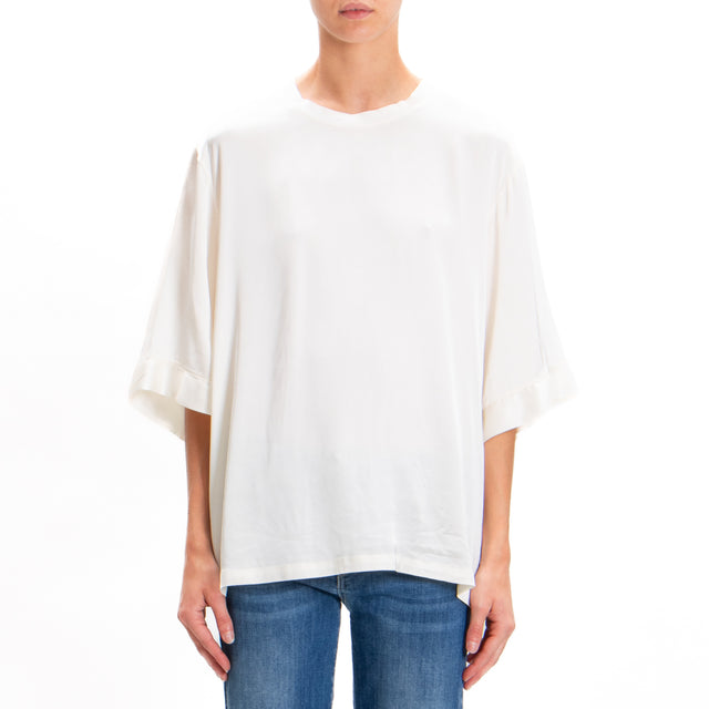 Tensione in-Blusa over in satin elasticizzato - ecru'