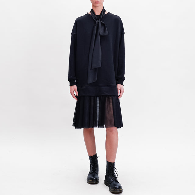 Tension in-Dress double fabric fleece + tulle - black/black