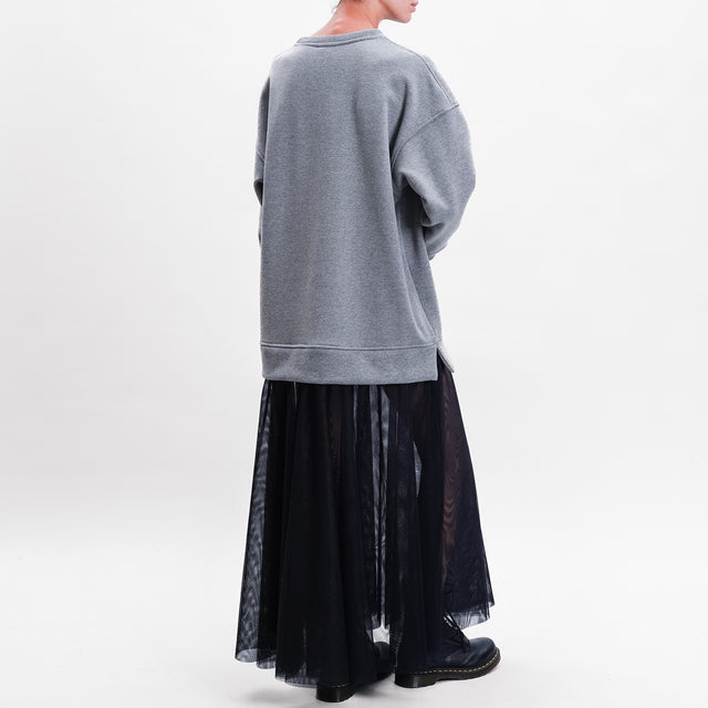 Tension in-Dress double fabric fleece + tulle - grey/black