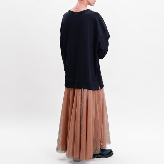 Tension in-Dress double fabric fleece + tulle - black/nude