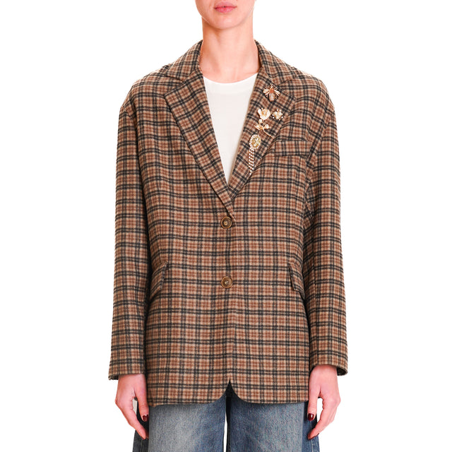 Tensione in-Giacca check con spille - cuoio/beige/nero