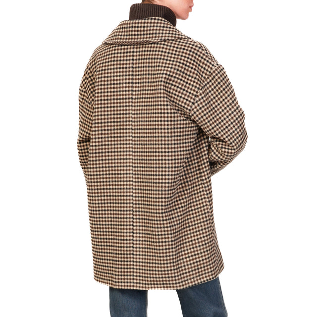 Tensione in-Cappotto corto a quadri con spillle - beige/moro/nero