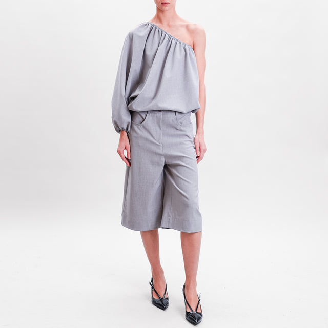 Tensione in-Blusa monospalla bordi elasticizzati - grigio chiaro