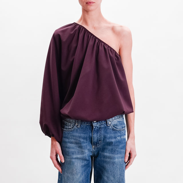 Tensione in-Blusa monospalla bordi elasticizzati - vino