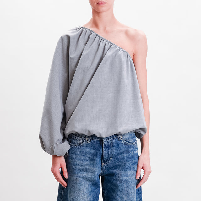 Tensione in-Blusa monospalla bordi elasticizzati - grigio chiaro