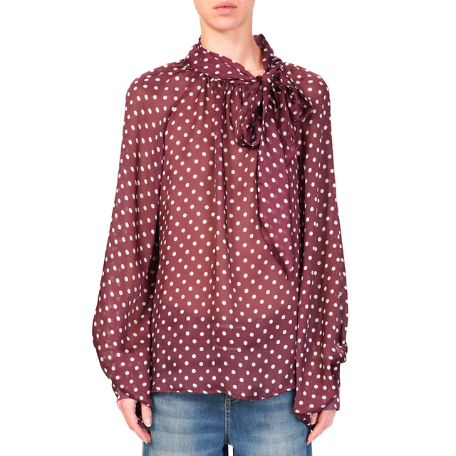 Tensione in-Camicia pois manica ampia - Bordeaux