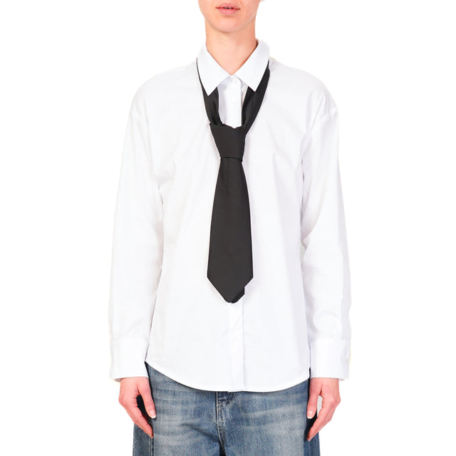 Tensione in-Camicia cotone con cravatta - bianco