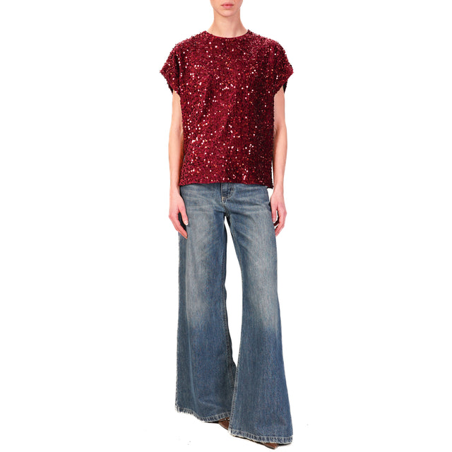 Tensione in-Blusa paillettes bottone dietro - Bordeaux