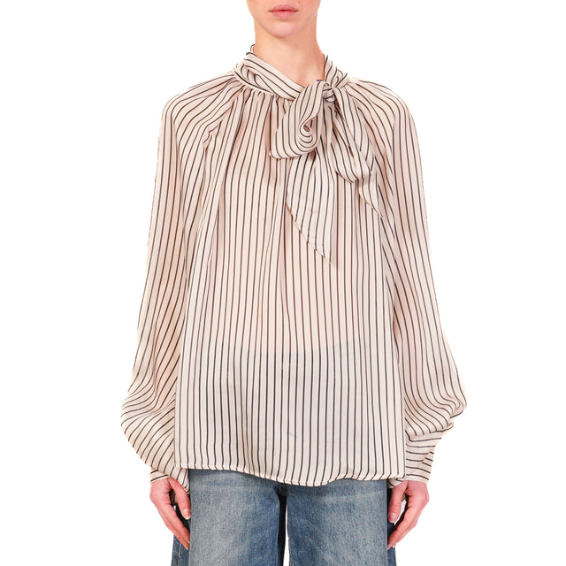 Tensione in-Blusa mussola righe - panna/nero