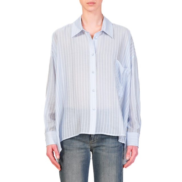 Tensione in-Camicia mussola gessata - celeste