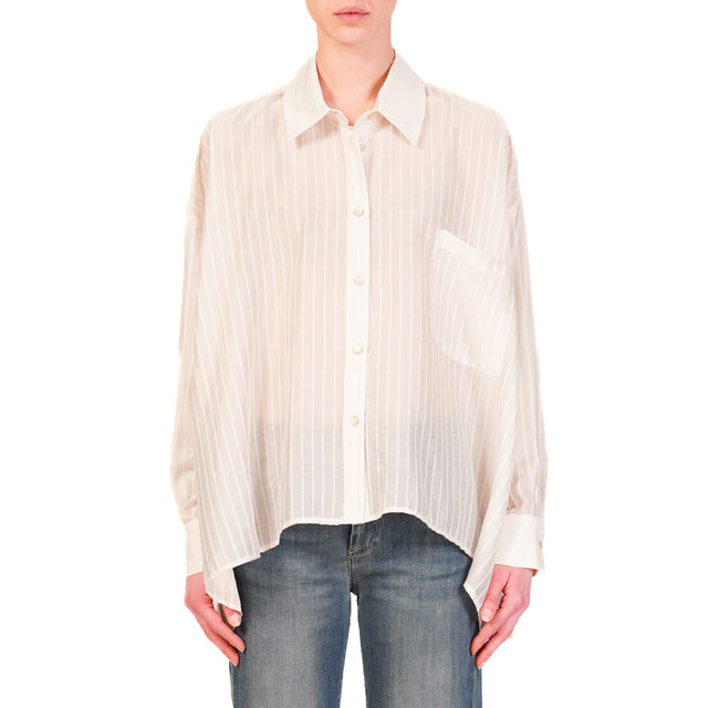 Tensione in-Camicia mussola gessata - beige