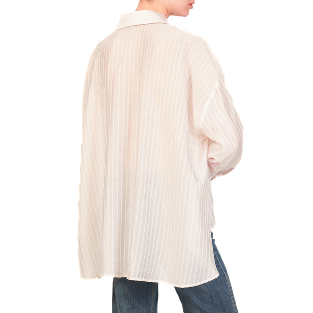 Tensione in-Camicia mussola gessata - beige