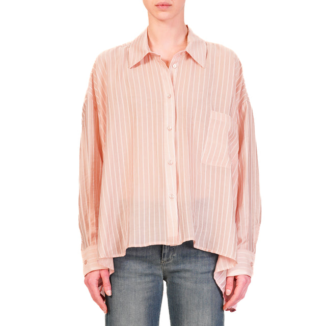 Tensione in-Camicia mussola gessata - rosa