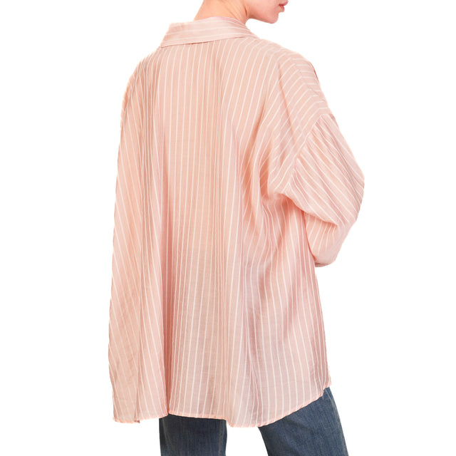 Tensione in-Camicia mussola gessata - rosa