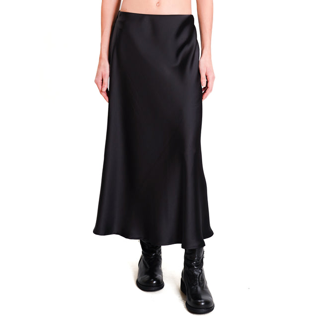 Tension in-Skirt satin elastic waist - black