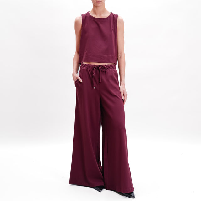 Tensione in-Pantalone punto milano con coulisse - Bordeaux