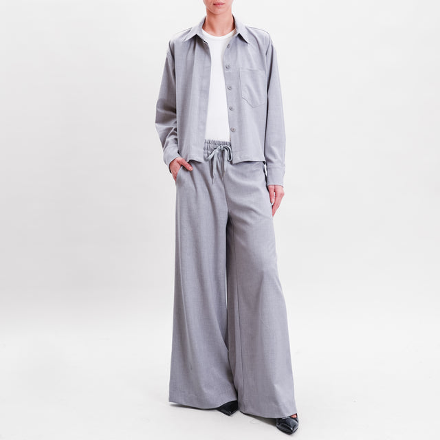 Tensione in-Pantalone palazzo con coulisse - grigio chiaro