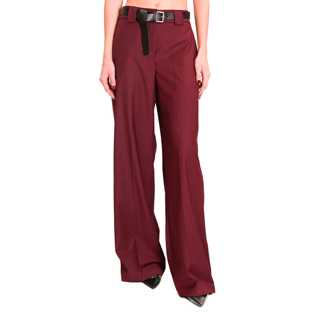 Tensione in-Pantalone elastico dietro con cintura - Bordeaux