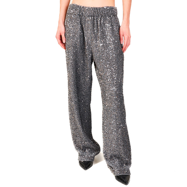 Tensione in-Pantalone velluto con paillettes - grigio