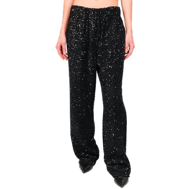 Tensione in-Pantalone velluto con paillettes - nero