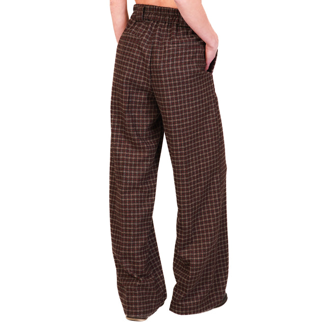 Tensione in-Pantalone palazzo quadri - beige/moro/bordeaux