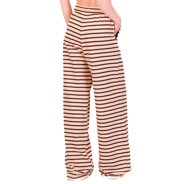 Tensione in-Pantalone felpa a righe con coulisse - rosa/moro