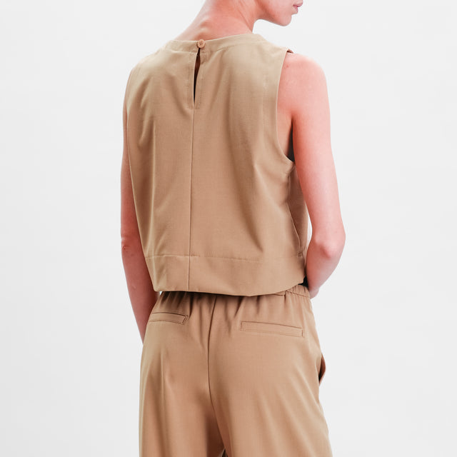 In-Top tension button back - camel