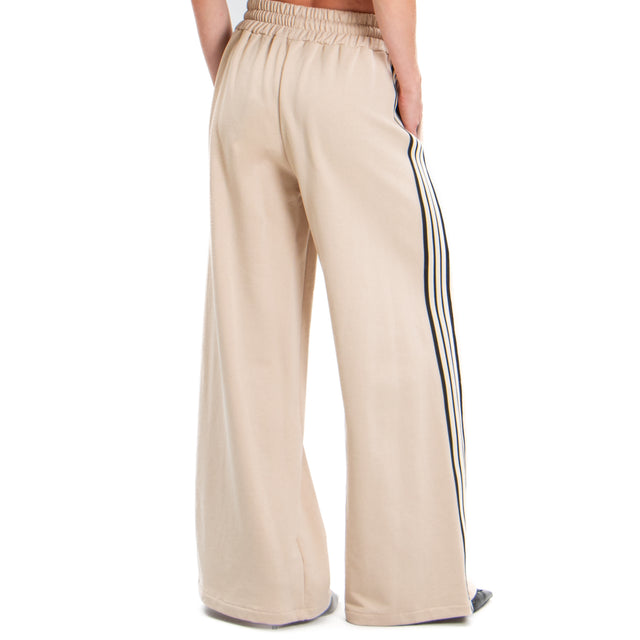 Tensione in-Pantalone banda laterale con elastico - beige