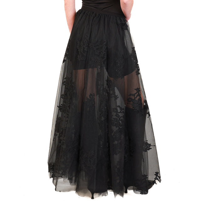 Tensione in-Gonna tulle con ricami - nero