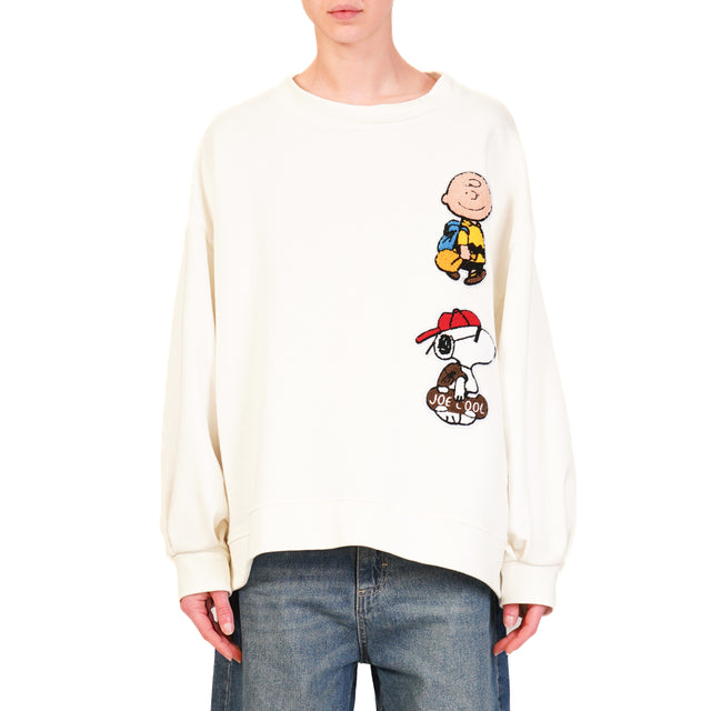 Tensione in-Felpa con patch snoopy - panna