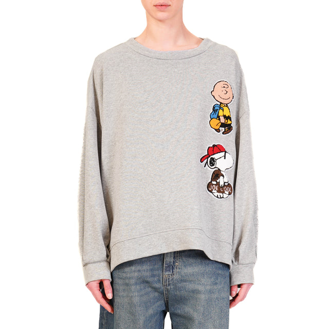 Tensione in-Felpa con patch snoopy - grigio