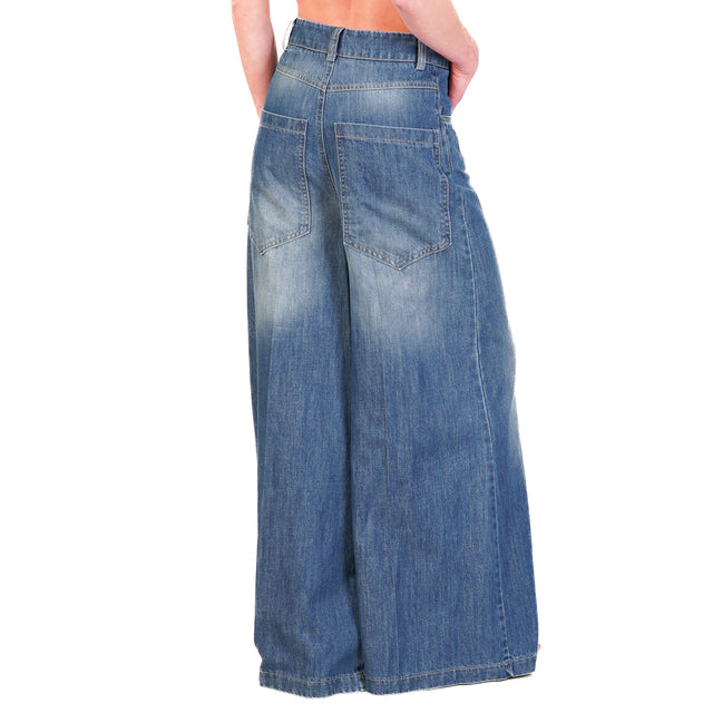 Tensione in-Jeans wide leg con charm - denim