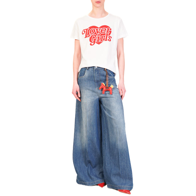 Tensione in-Jeans wide leg con charm - denim