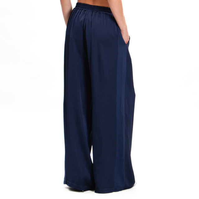 Tensione in-Pantalone in satin elastico in vita - blu