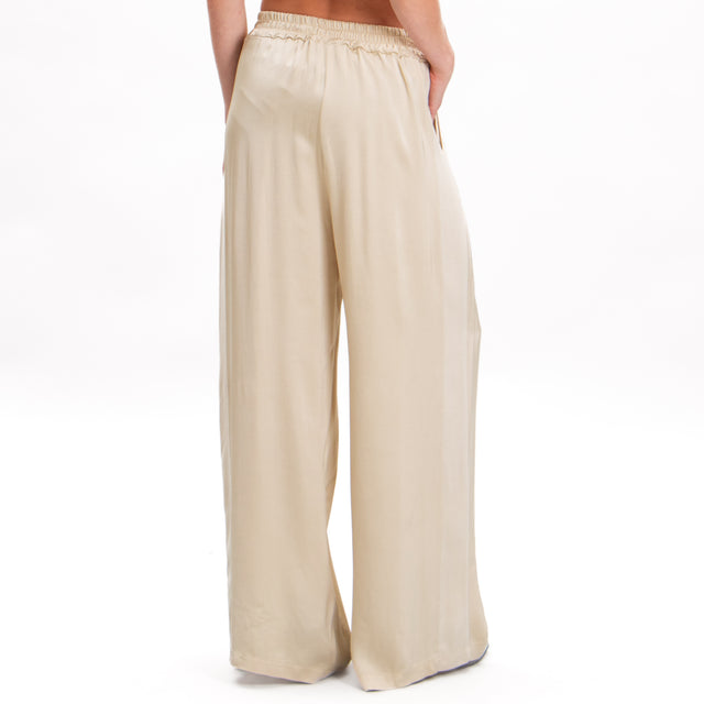 Tensione in-Pantalone in satin elastico in vita - beige