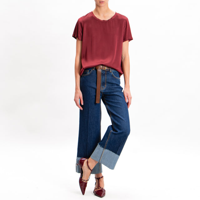 Tensione in-Jeans cropped con risvolto - denim blu