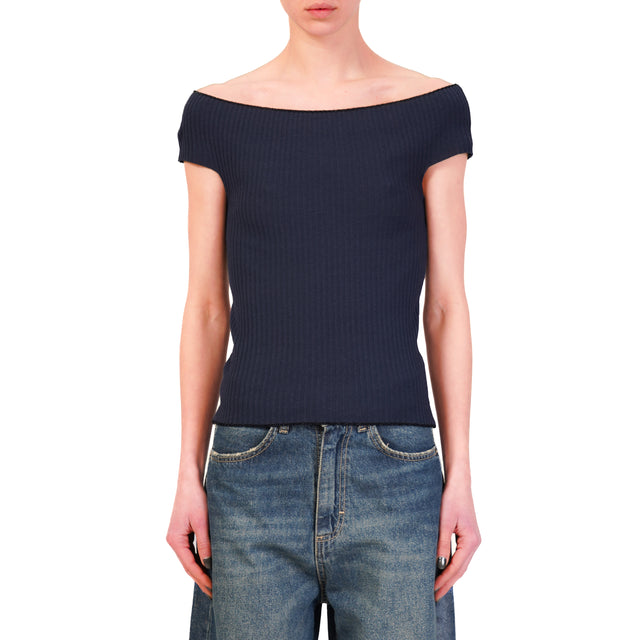 Tensione in-Maglia shiffer bordi lurex - blu/nero