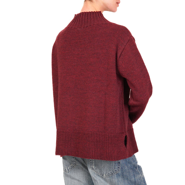 Tensione in-Maglia collo montato misto alpaca - Bordeaux