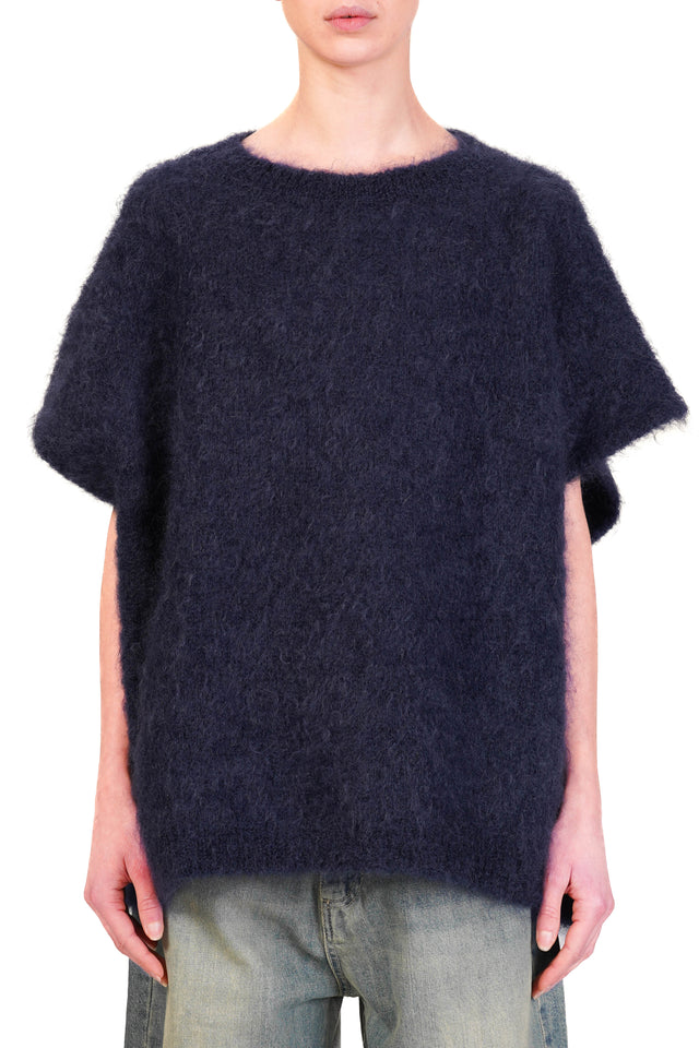 Tensione in-Maglia smanicata mohair - blu notte