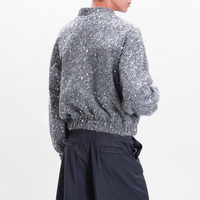 Tensione in-Bomber lurex con paillettes - silver/nero