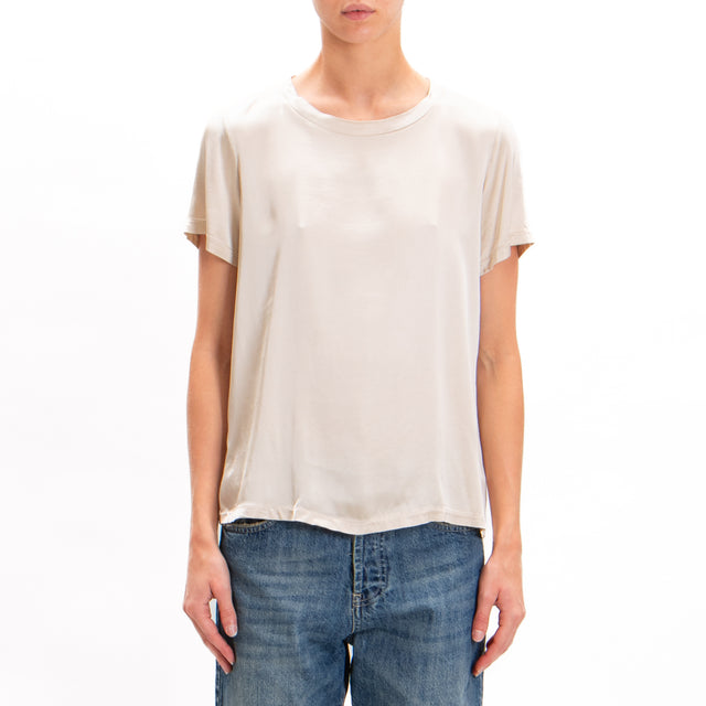 Tensione in-Blusa mezza manica in satin elasticizzato - sand