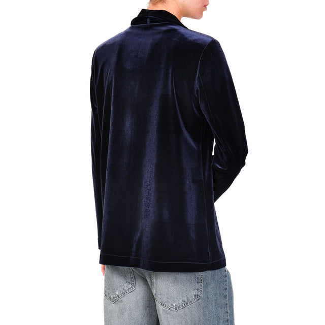 Tension in-Jacket velvet 1 button - blue