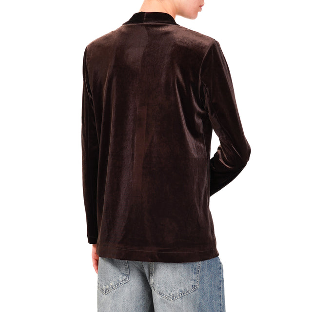 Tension in-Jacket velvet 1 button - dark brown