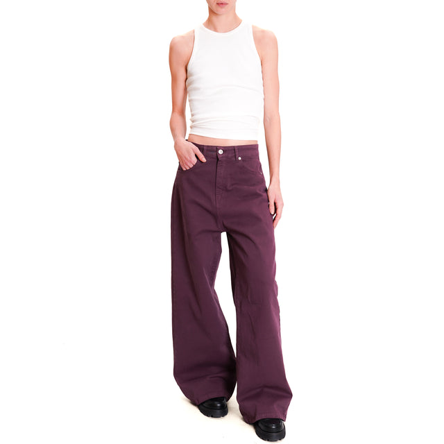 Tensione in-Pantalone GIUSI wide leg - prugna