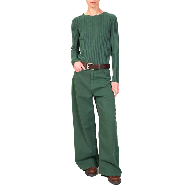 Tensione in-Pantalone GIUSI wide leg - verde bosco