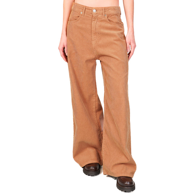 Tension in-Pantalone GIUSI velvet superpocket - camel