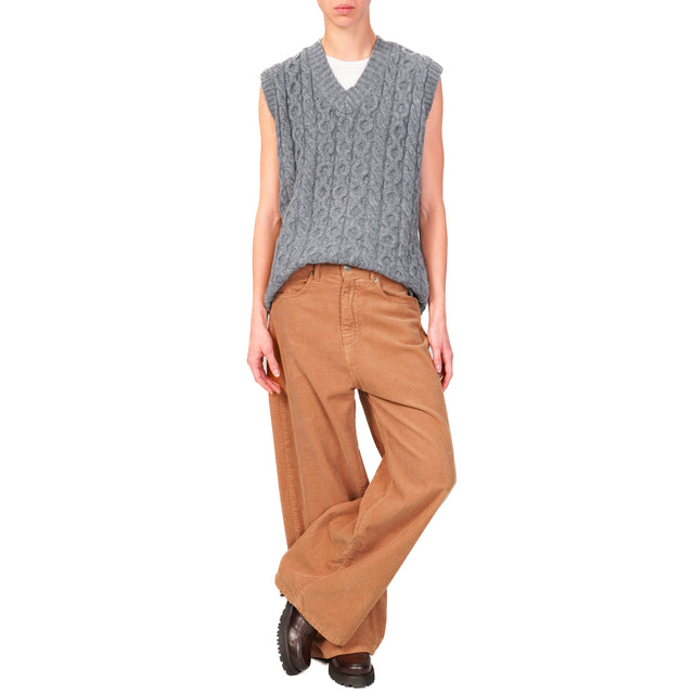 Tensione in-Pantalone GIUSI velluto superpocket - camel