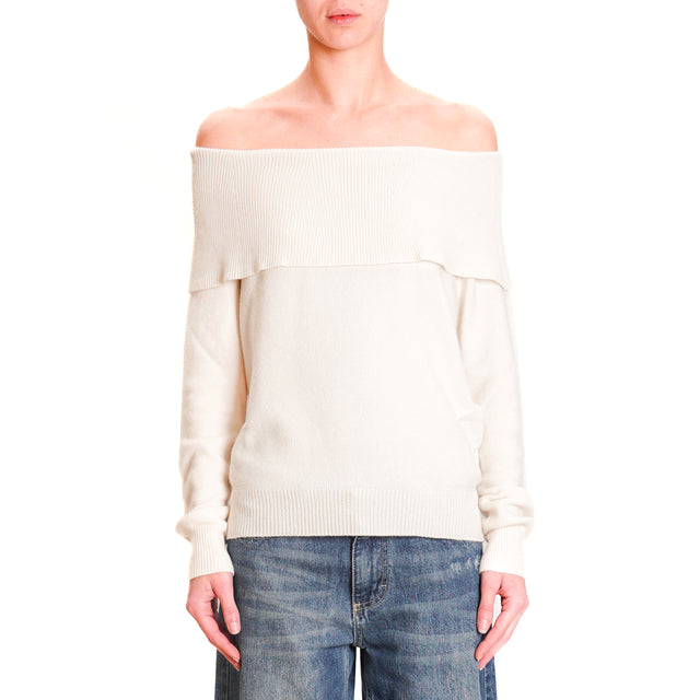 Tension in-Shiffer neck sweater - butter